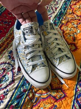 Converse ladies All Star Splatter Print Low Top Sneakers - White/Yellow/Blue